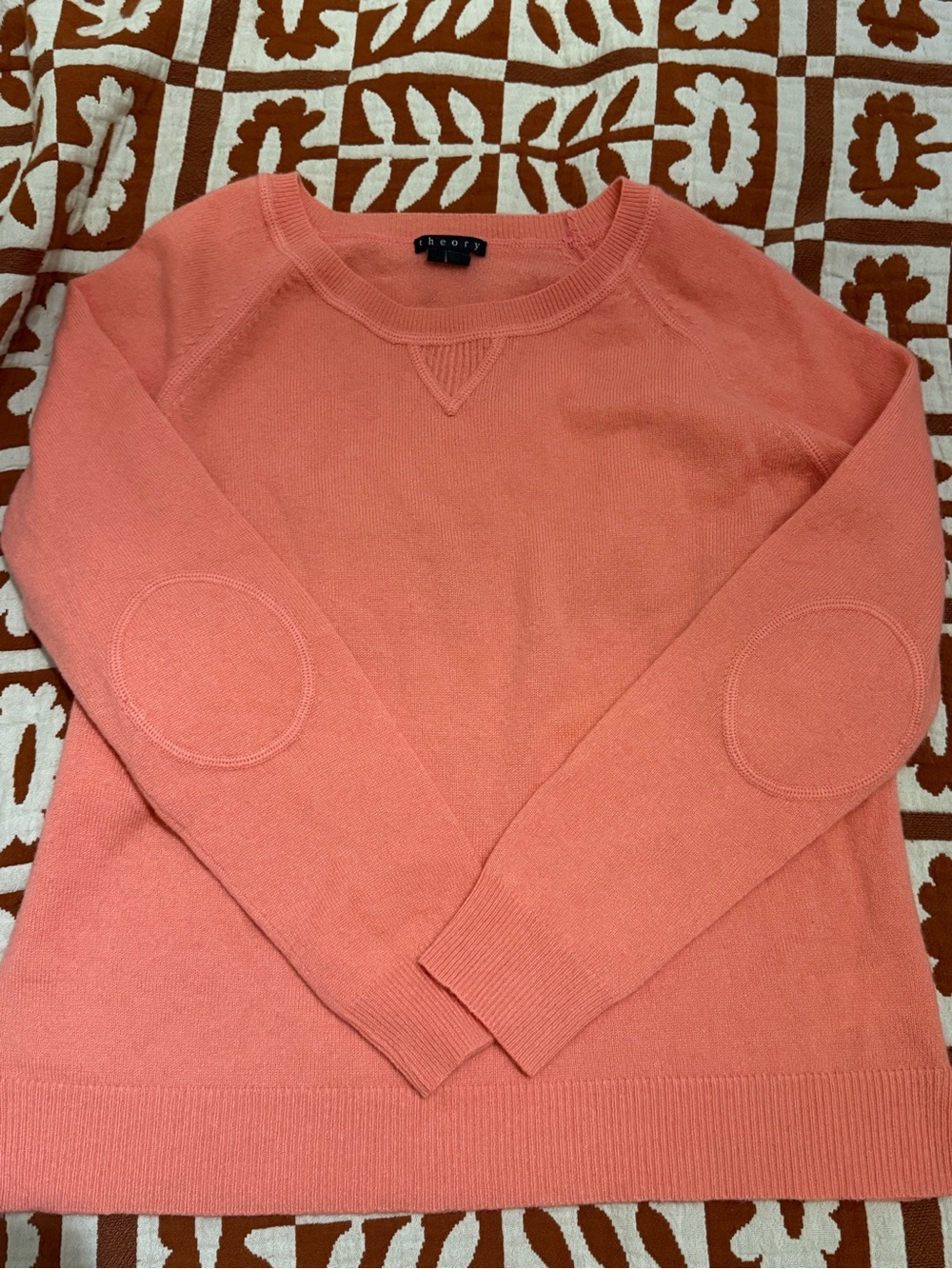 Theory Women's Pink Coral Cashmere Crewneck Sweater